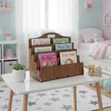 Carry Montessori 4 Raflı Ahşap Mini Kitaplık -Çocuk Odası Kitaplık (Ceviz Renk)