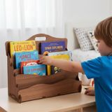 Carry Montessori 4 Raflı DALGALI Ahşap Mini Kitaplık -Çocuk Odası Kitaplık - Çocuk Kitaplığı - Bebek & Çocuk Odası için Mini Kitaplık- Çocukların kolay erişebileceği kitaplık -(CEVİZ)