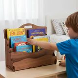 Carry Montessori 4 Raflı DALGALI Ahşap Mini Kitaplık -Çocuk Odası Kitaplık - Çocuk Kitaplığı - Bebek & Çocuk Odası için Mini Kitaplık- Çocukların kolay erişebileceği kitaplık -(CEVİZ)