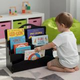 Carry Montessori 4 Raflı Dalgalı Ahşap Mini Kitaplık – Çocuk Odası Kitaplık (SİYAH)