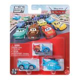 Cars Disney Pixar Cars - Üçlü Mini Racers - Transforming Lightning McQueen & Rotor Turbosky & Strip Weathers Aka King