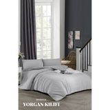 ÇARŞAF DÜNYASI Çift Kişilik Yorgan Kılıfı Nevresim 200x220 cm Gri