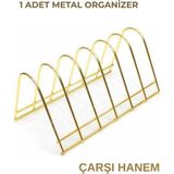 ÇARŞI HANEM 1 Adet Metal Tabaklık Gold Metal Organizer Tepsi Tabak Standı Bulaşıklık 6"lı
