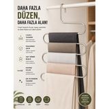 ÇARŞI HANEM Çarşı Hanem 1 Adet Metal 5 Katlı Dolap Içi Pantolon Eşarp Şal Askısı Çoklu Askılık Dekoratif Akıllı Askı - Gümüş