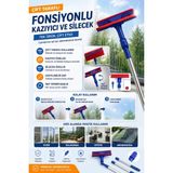 ÇARŞI HANEM Çarşı Hanem Çift Taraflı Pratik Cam Silme Aparatı Cam Silme Mopu Mikrofiber Bezli Cam Silme Teleskopik Mop - 1 Adet