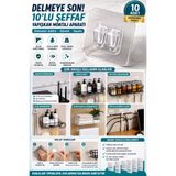 ÇARŞI HANEM Yapışkanlı Çift Tırnaklı Kanca, 10 Adet Duş rafı, Kablo Düzenleyici Yapışkan kanca, Şeffaf Kendinden Yapışkanlı Duş rafı, Yedek kanca, Su geçirmez, Mutfak, Banyo, Oturma odası İçin