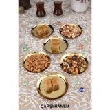 ÇARŞI HANEM Yuvarlak 6 Parça Gold Paslanmaz Çelik Yuvarlak Çerezlik Sunum Seti Çay Bardağı Kahve Yanı 12 CM