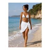 CARSİA Collection Fırfır Detaylı Likralı Beyaz RenkPareo Bikini& Mayo Yaz Kombini