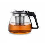 ÇARŞIBU 1100 ML BOROSİLİKAT SÜZGEÇLİ CAM ÇAYDANLIK BİTKİ VE ÇAY DEMLİĞİ SİYAH SAPLI KETTLE VE ÇAY MAKİNESİ UYUMLU DEMLİK