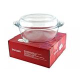 Çarşıbu Borosilikat Yuvarlak Kapaklı Tencere, 2100 cc Isıya Dayanıklı Cam Fırın Kabı, 246x216 mm