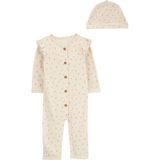 Carter's Kız Bebek Uzun Kollu Tulum Set 2'li Paket - 1 Yaş - Beyaz