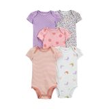 Carters Renkli Layette Kız Bebek Kısa Kollu Body 5'Li Paket 1R885510r