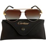 Cartier Erkek Güneş Gözlüğü Ekartman 55 - Gümüş - Altın