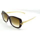 Cartier Panthere De Havana Red Black Gold Cartier Cat Eye Havana Kırmızı Siyah Altın Kahverengi Güneş Gözlüğü T8201060 - Altın - Kırmızı