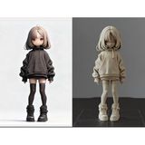 Cartoon Girl Figure - Boyanabilir Boş Çizgi Film Karakteri Biblosu - Kendin Yap Çocuklar ve Yetişkinler İçin Yaratıcı Masaüstü Aksesuarı ve Eğlenceli Hediye heykel