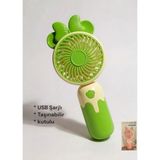 Cartoon USB Şarjlı El Fanı I Mini Taşınabilir Fan I Yaz Serinleticisi I Vantilatör I Taşınabilir Fan - Yeşil