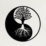Cartvilla Metal Duvar Sanatı, Hayat Ağacı Duvar Sanatı, Metal Yin Yang Dekoru, Metal Duvar Dekoru, İç Dekorasyon, Duvar Askıları (18" G x 18" Y / 45x45 cm)