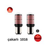 Carub Ampul 12v 1016 144 Led Şeffaf Oto Geri Vites Ampulü Fren Stop Lambası Düz Çakarlı Kırmızı Br0404051