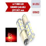 Carub Çakar Ledli Stop Ampulü Fren Lambası 18 Led Kırmızı Çift Duy 1016