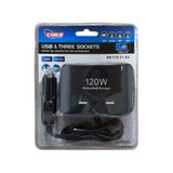 Carub Çakmak Soketi 12-24v 120W 3 Lü Kablolu 2 USB Li BR 170 21 03