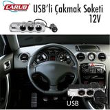 Carub Çakmak Soketi 12V Kablolu 3Lü+ USB