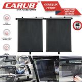 Carub Makaralı Otomatik Yan Cam Perde 2'li 36x45cm Güneşlik- Araç Cam Güneşliği Siyah