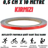 Carub Reflektif Fosforlu Şerit Bant 0,5 Cm X 10 Metre Kırmızı İkaz Bandı BR2405002
