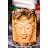 Carved Buddha Head, El Yapımı Ahşap Buda Heykeli, Bali El Yapımı Yoga Meditasyon Zen Heykel