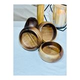 Carveni 13 CM Ahşap Sunum Kasesi 4'lü Set Çerezlik Kahvaltılık Sosluk