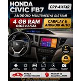 Carvocal Honda Civic Fb7 (2012-2016) Android 14 Multimedya Carplay 10 Inch 4 GB Ram / 64 GB Hafıza CRV-4147XR