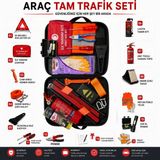 Carvorio 30 Parça Tam Araç Trafik Seti Muayene Uyumlu İlk Yardım Çantalı Yangın Tüplü - Kırmızı