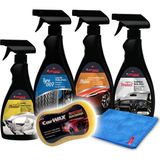 Carwax 4'lü Set Lastik Detaylı Islak Cila Torpido Mikrofiber Bez & Uygulama Süngeri