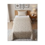 carwen home tekstil BEJ YILDIZ- ZİNCİR TEK KİŞİLİK ÇİFT TARAFLI KAPİTONE YATAK ÖRTÜSÜ SETİ (YASTIKLI)