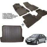 Carx Renault Megane 2 Sedan 3D Havuzlu Oto Paspas ve 3D Bagaj Havuzu (2004-2009) - Siyah