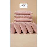 CARYUM Yastık Kılıfı Fermuarlı 2 Adet Pamuk Pudra Astar 50x70 Cm Sıvı Geçirmez