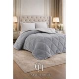 CARYUM "YASTIK KILIFI HEDİYELİ" ÇİFT KİŞİLİK ÇİFT TARAFLI 195x215 WELSOFT YORGAN GRİ