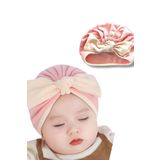 Caş Dekorasyon Açık Pembe Ve Krem Renk Kurdeleli Bebek Saç Bonesi