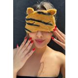Caş Dekorasyon Leopar Desenli Kulak Detaylı Peluş Uyku Bandı