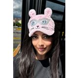 Caş Dekorasyon Pembe Renk Kedi Figürlü Peluş Uyku Bandı