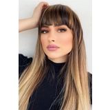 Caş Dekorasyon Takma Kahkül - Kahverengi Balyaj - 2H6# - Uzun Kenarlı