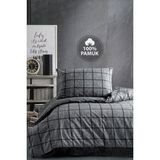 Casa Carina Ranforce Tek Kişilik Lastikli Çarşaflı Nevresim Takımı Kare Siyah - 100 x 120 cm