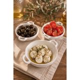CASA DE BELLA 3 Adet Porselen Kulplu Oval Kahvaltı Meze Sunum Tabağı 15 cm