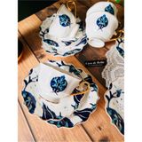 Casa De Bella Medusa 6 Kişilik Bone China Çay Fincanı - Beyaz - Lacivert - 215 ml