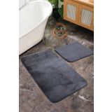 Casa Deluxe Home Antrasit 80X120 + 80X50 Banyo Paspas Takımı Peluş Kaymaz Taban Yıkanabilir