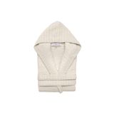 CASA LUSSO KAPŞONLU KETEN BORNOZ NATURAL RENK L/XL