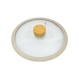 Casa Milano 28 cm Bej Silikon Cam Kapak ve Ahşap Kulp