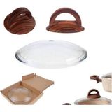 Casa Milano Orijinal Ahşap Kulp Ve 20 Cm Cam Kapak