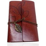 Casaba Hediyelik Retro Deri Defter Yaprak Tasarımlı Büyük Boy Kahverengi