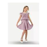 Casabony 3 Yaş Lila Muslin Dantelli Kız Çocuk Tunik + Etekli Takım 3 Yaş CS-25Y-003