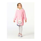 Casabony Bunny Soft Kapişonlu Pembe Kız Çocuk Elbise